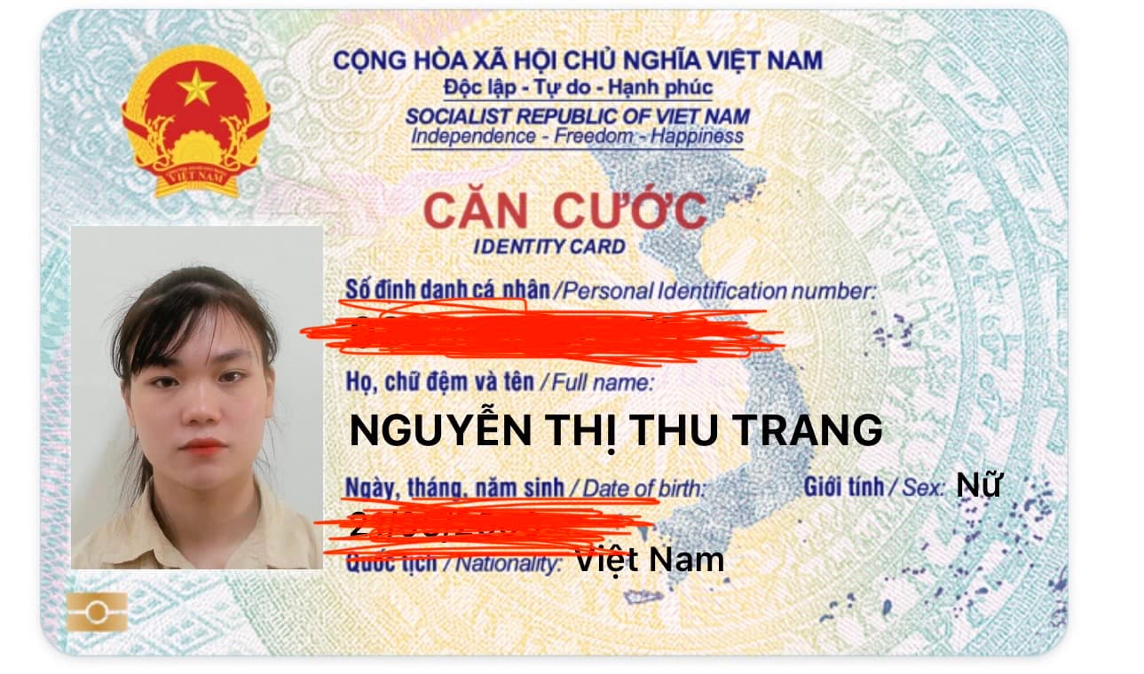 Rơi ví / giấy tờ tuỳ thân Nguyễn Thị Thu Trang 2000 rơi ở phủ lý 