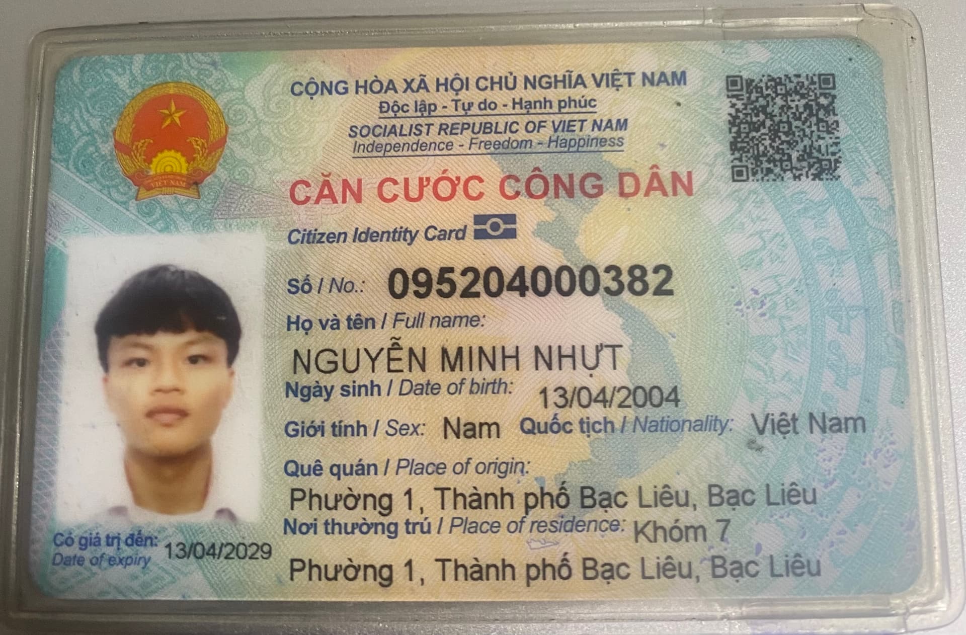 Rơi mất ví giấy tờ tuỳ thân Nguyễn Minh Nhựt 2004 rơi ở Bình Thạnh, Thủ Đức TPHCM