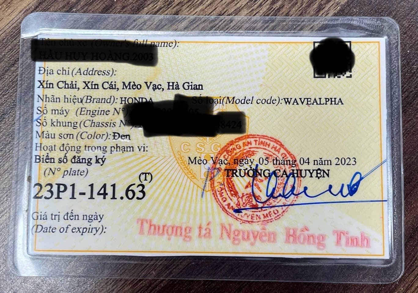 Vào khoảng 1 giờ 4 phút ngày 21 tháng 11 em có bị mất chiếc xe máy tại ngõ 180 Đường Hoàng Quốc Việt