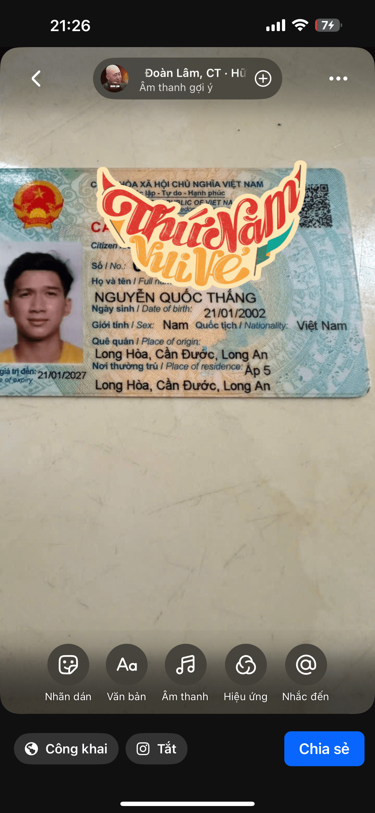 Nguyễn Quốc ThẮng, 2002 ở long hoà, cần đước, long an