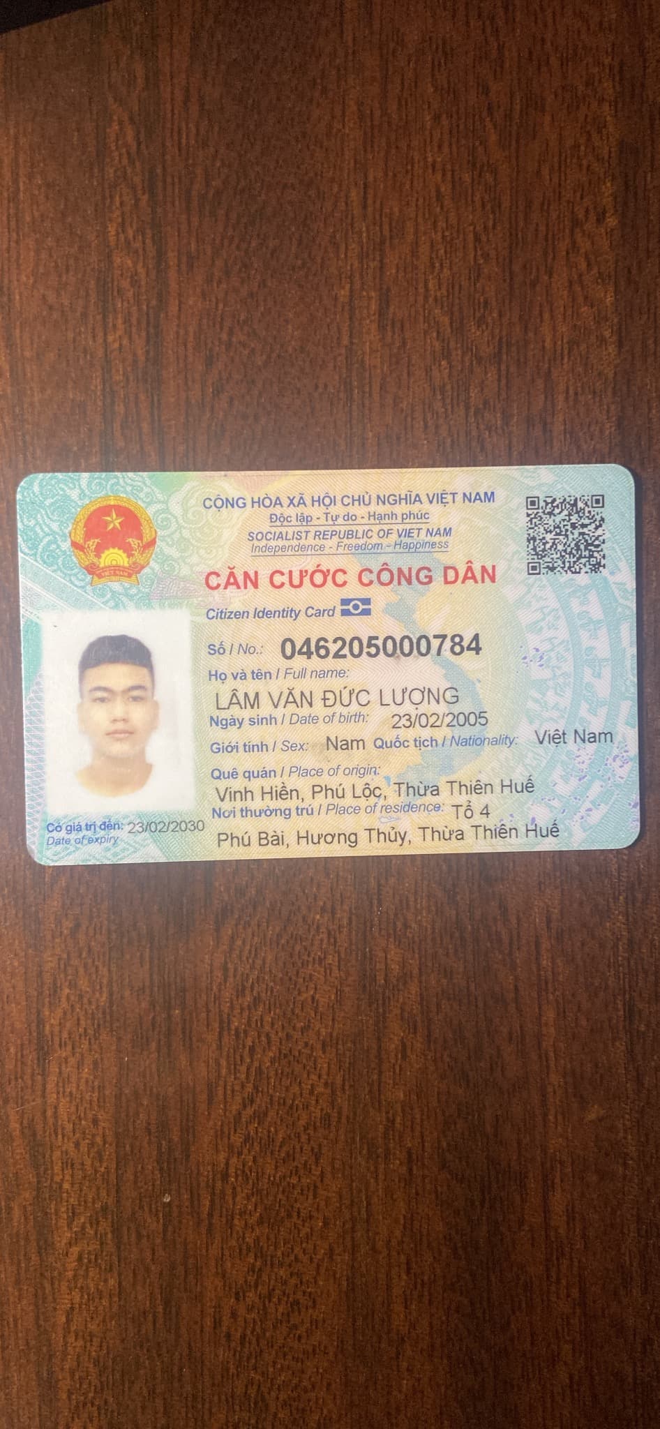 rơi ví cccd lâm văn đức Lượng 23-02-2005 rơi ở Phú bài, Hương thuỷ, Huế