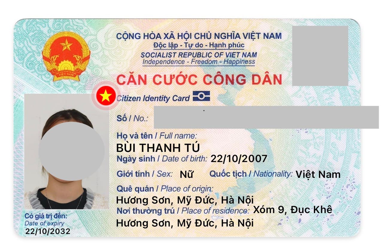 Tìm căn cước công dân Bùi Thanh Tua 2007 rơi ở Đồng văn Hà Nam