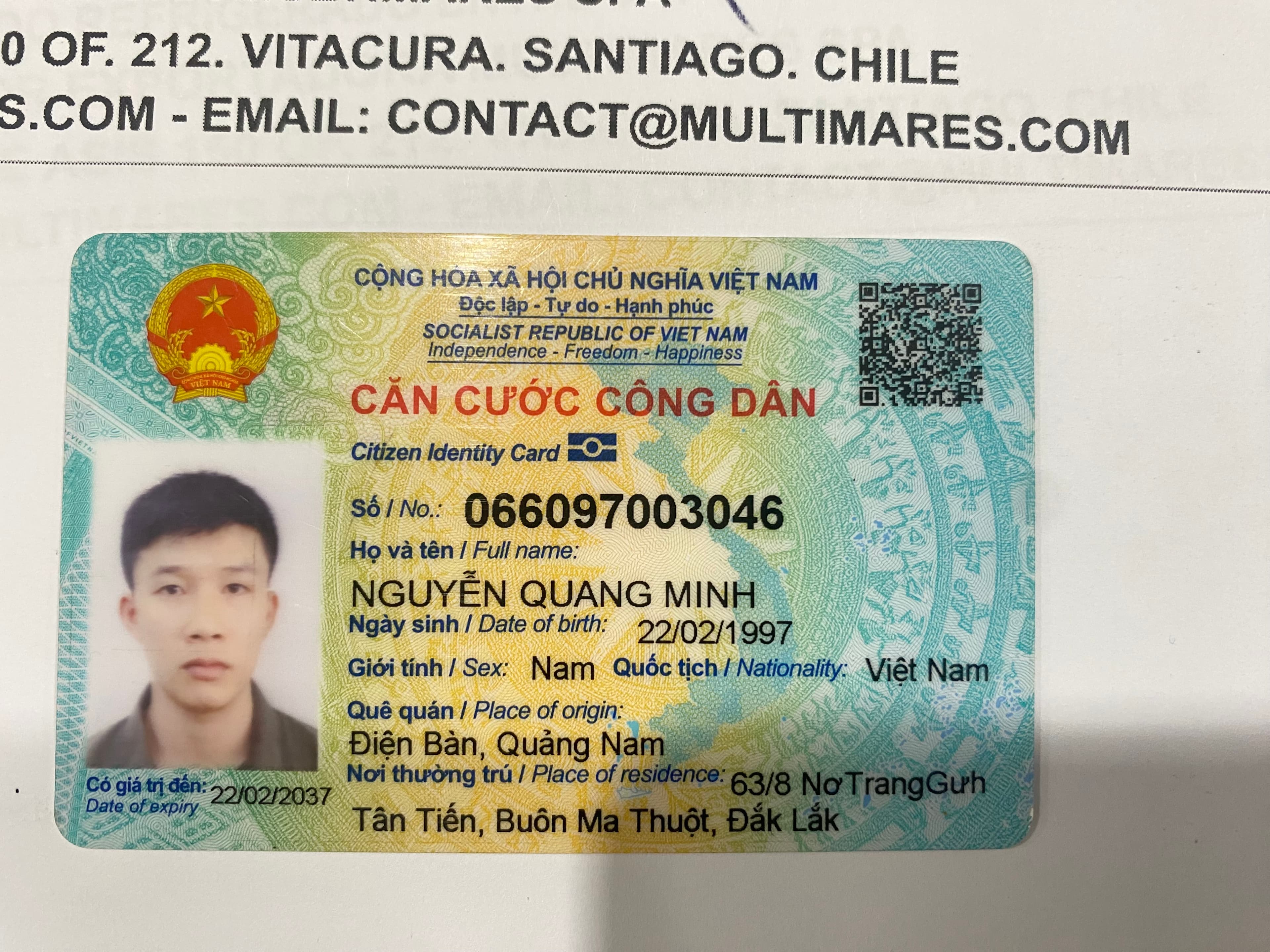 RƠI VÍ GIẤY TỜ NGUYỄN QUANG MINH 1997 Diên Khánh Khánh Hoà