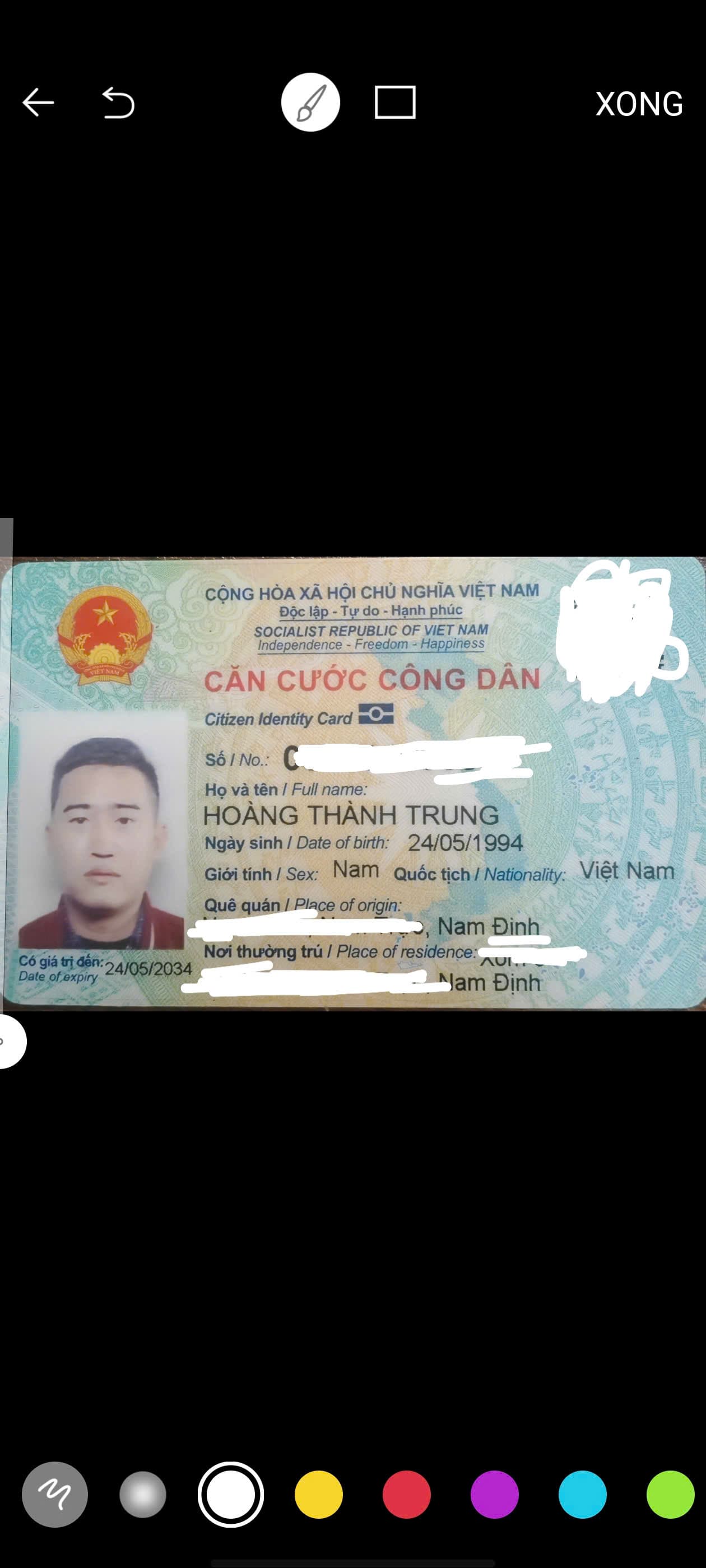 Rơi ví màu đen tên Hoàng Thành Trung 1994 ở Hà Nội