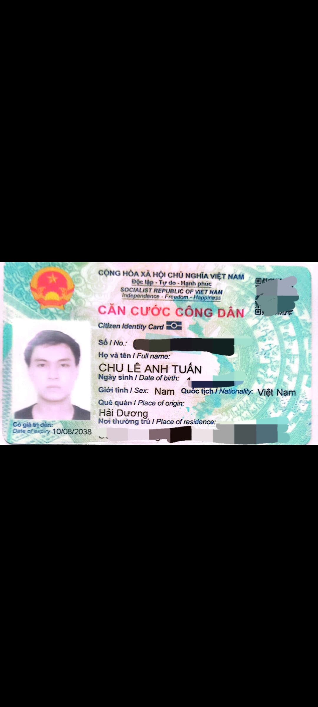 Rơi ví có giấy tờ tùy thân Chu Lê Anh Tuấn , rơi ở dọc đường từ kdl Thủy Châu về Emart Phan Văn Trị