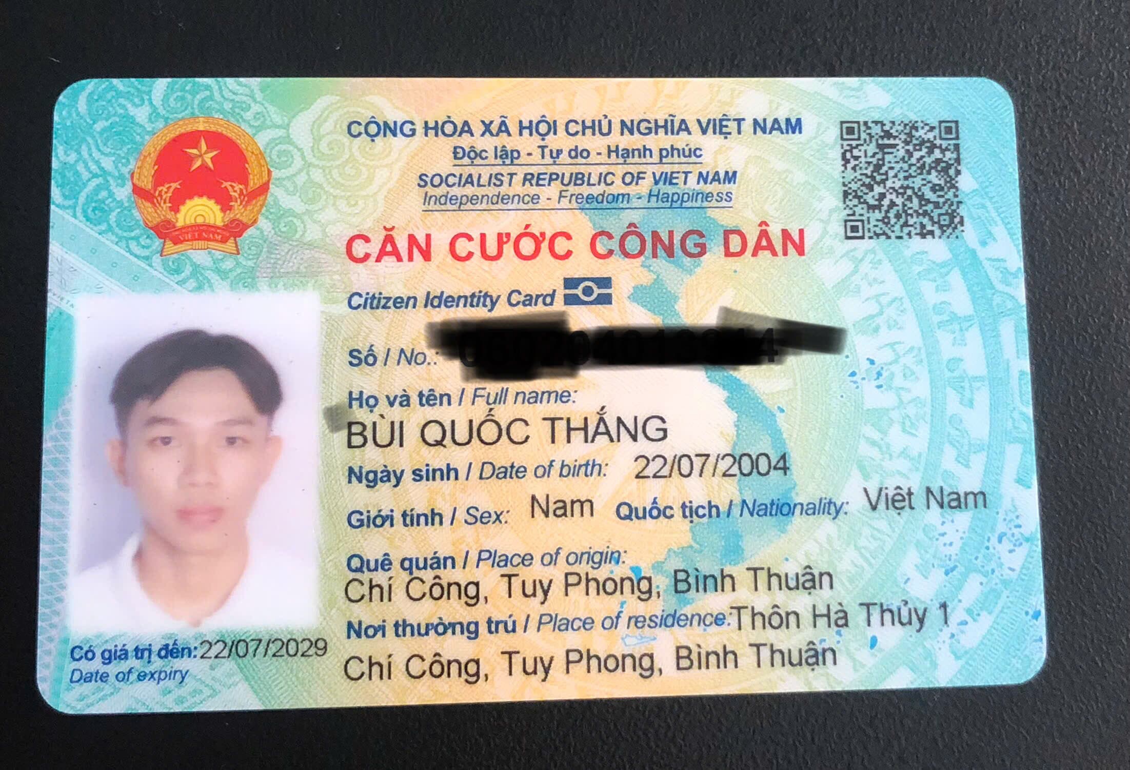 Rơi ví giấy tờ tùy thân tên Bùi Quốc Thắng 2004 ở TpHCM