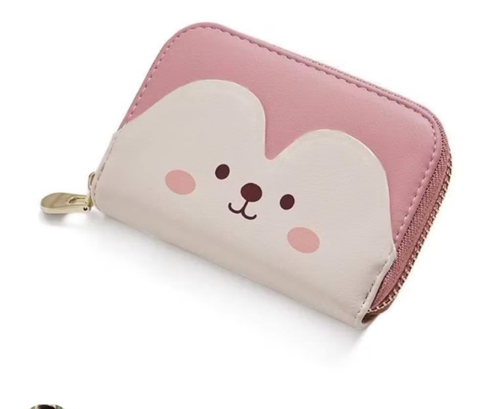 Rơi ví tiền màu hồng trắng hình gấu