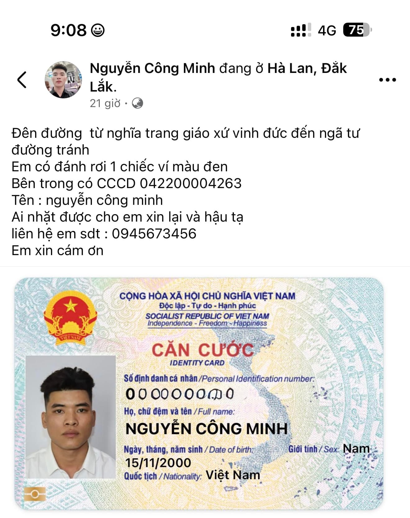 góc tìm đồ em nó bị rơi cái ví màu đen