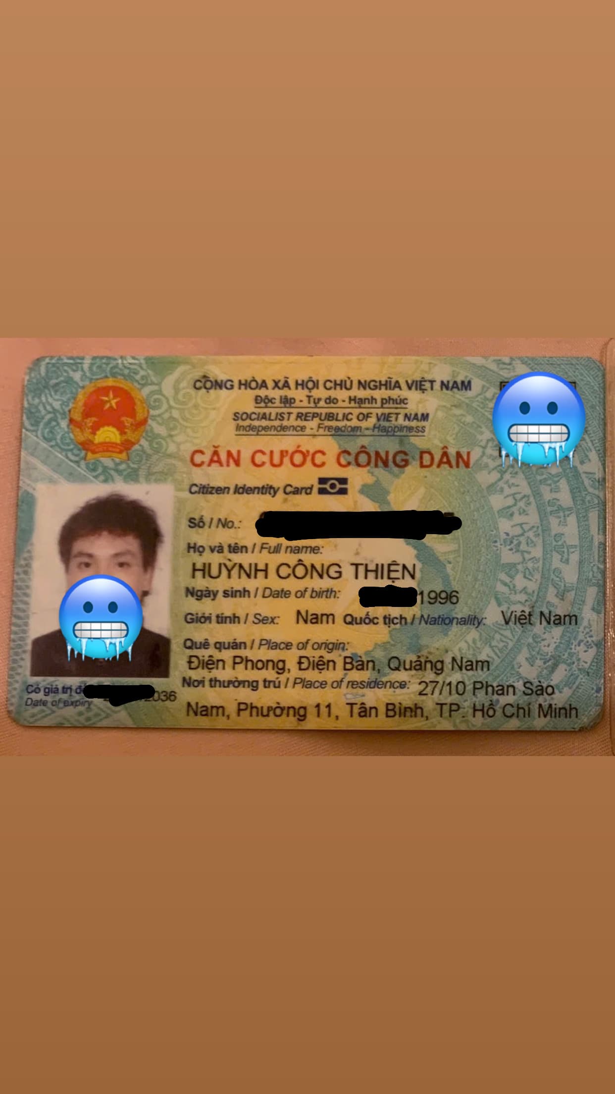 Rơi ví, cccd Huỳnh Công Thiện 1996 rơi ở Bạch Đằng Nguyễn Xí, quận Bình Thạnh, Tphcm