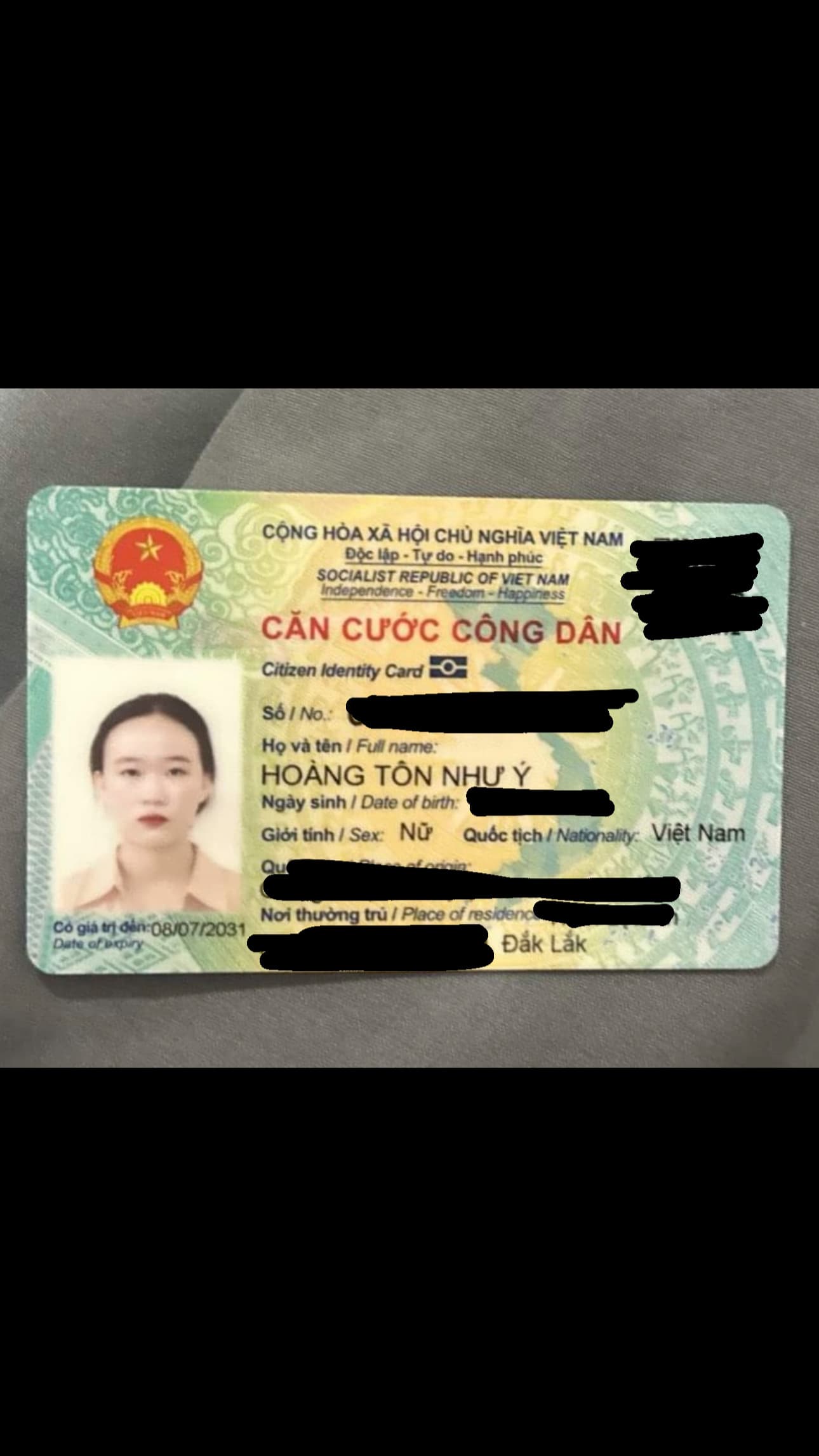Rơi ví/ cccd Hoàng Tôn Như Ý 2006 rơi ở quận 10
