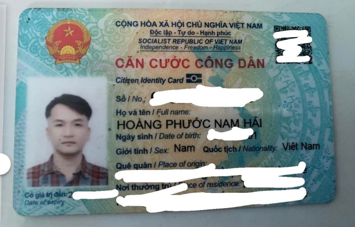 Rơi Ví tên : Hoàng Phước Nam Hải SN 2001 Ở Phong bình - Phong Điền - TT Huế