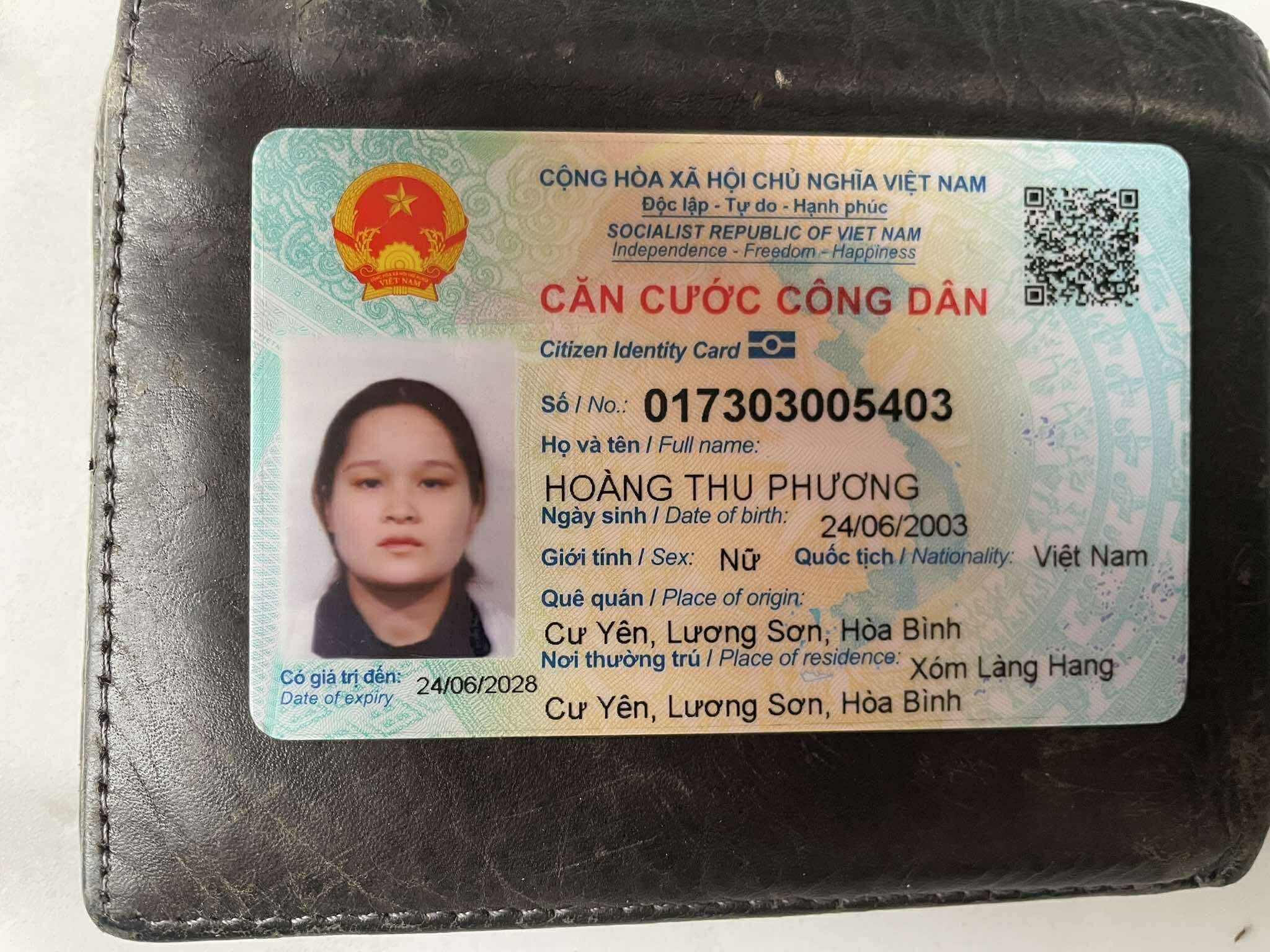 Rơi ví , giấy tờ tùy thân Hoàng Thu Phương rơi ở Lương Sơn hòa bình cũ