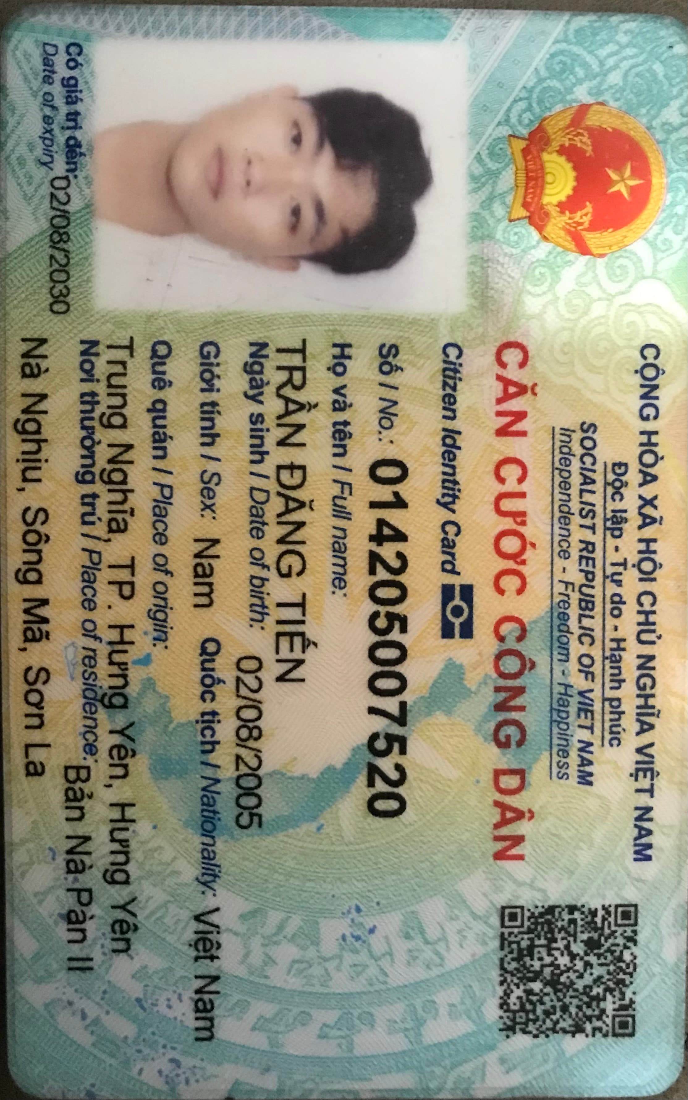 Cccd rơi ở khu vực hn