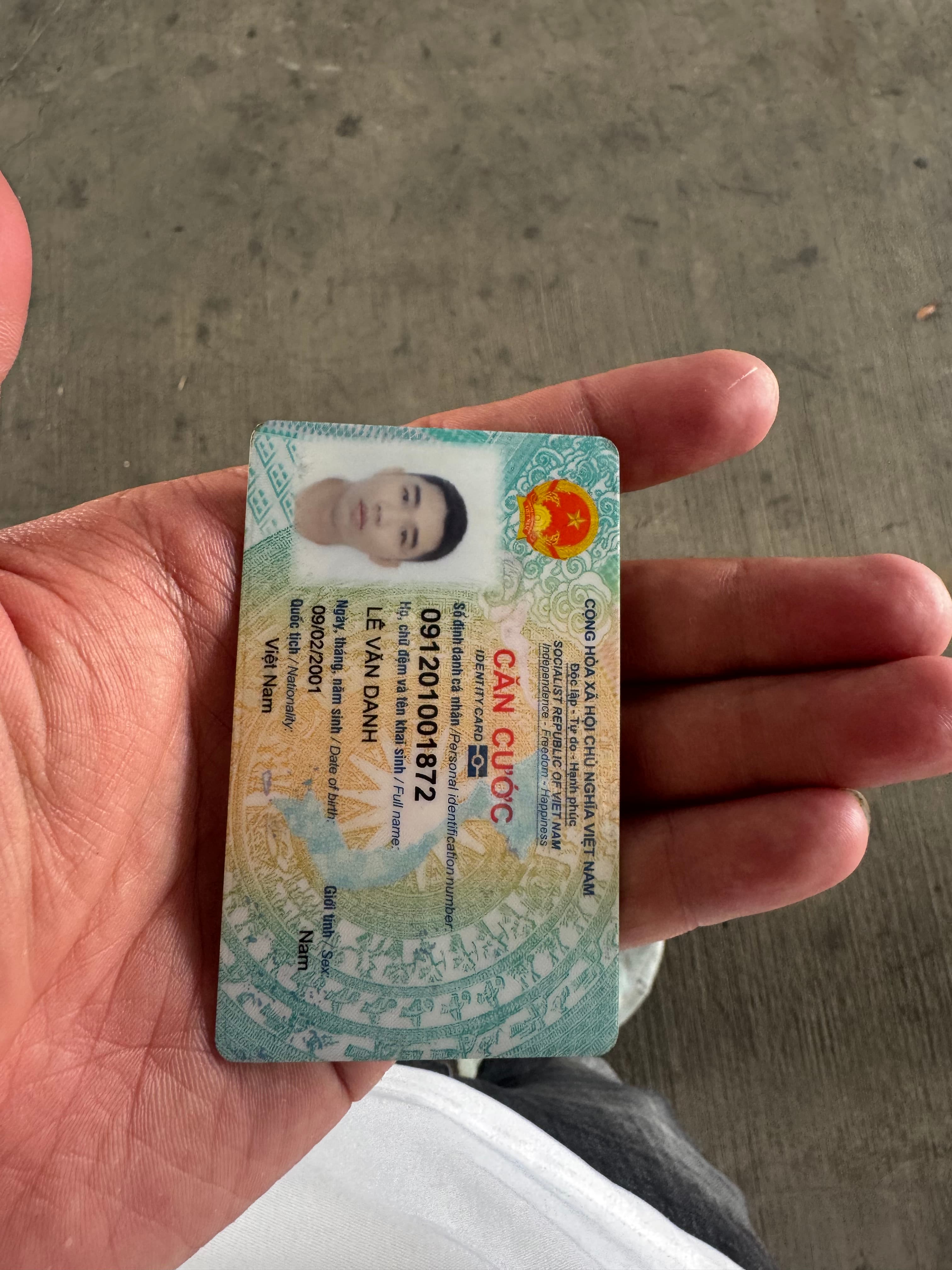 Rơi ví/giấy tờ tuỳ thân Lê Văn Danh 2001 rơi ở Đức Hoà Long An