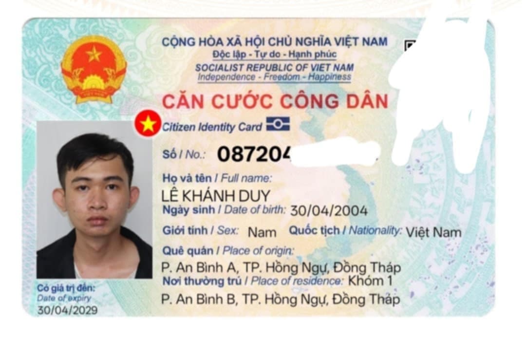Rơi ví giấy tờ tùy thân Lê khánh Duy 2004
