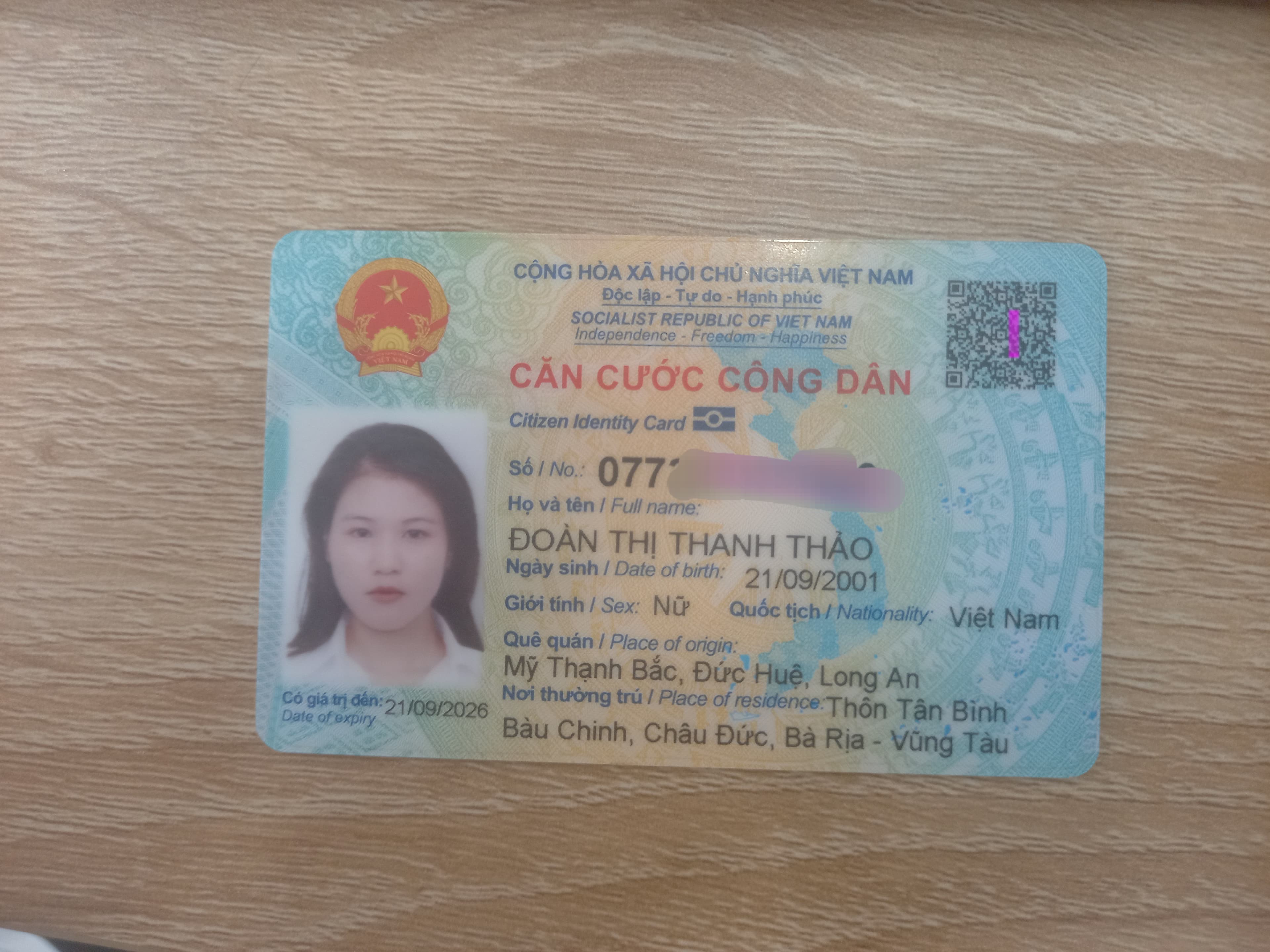 Tìm ví, giấy tờ tùy thân ĐOÀN THỊ THANH THẢO 