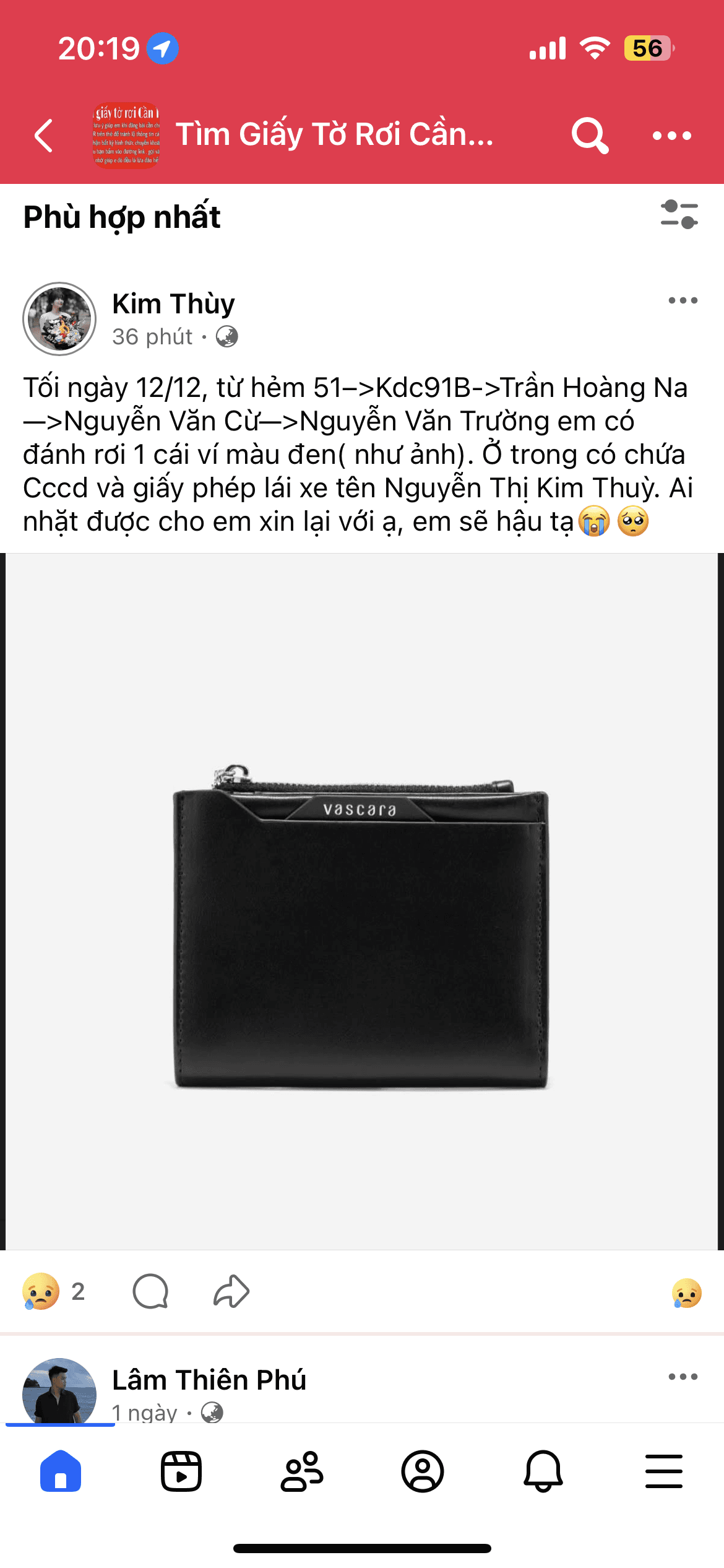 TÌM VÍ BỊ MẤT NGÀY 12/12 Ở CẦN THƠ