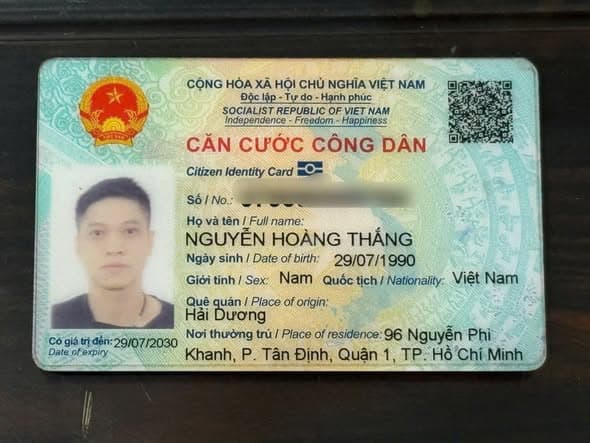 Rơi ví giấy tờ tùy thân tên Nguyễn Hoàng Thắng 1990,Tphcm
