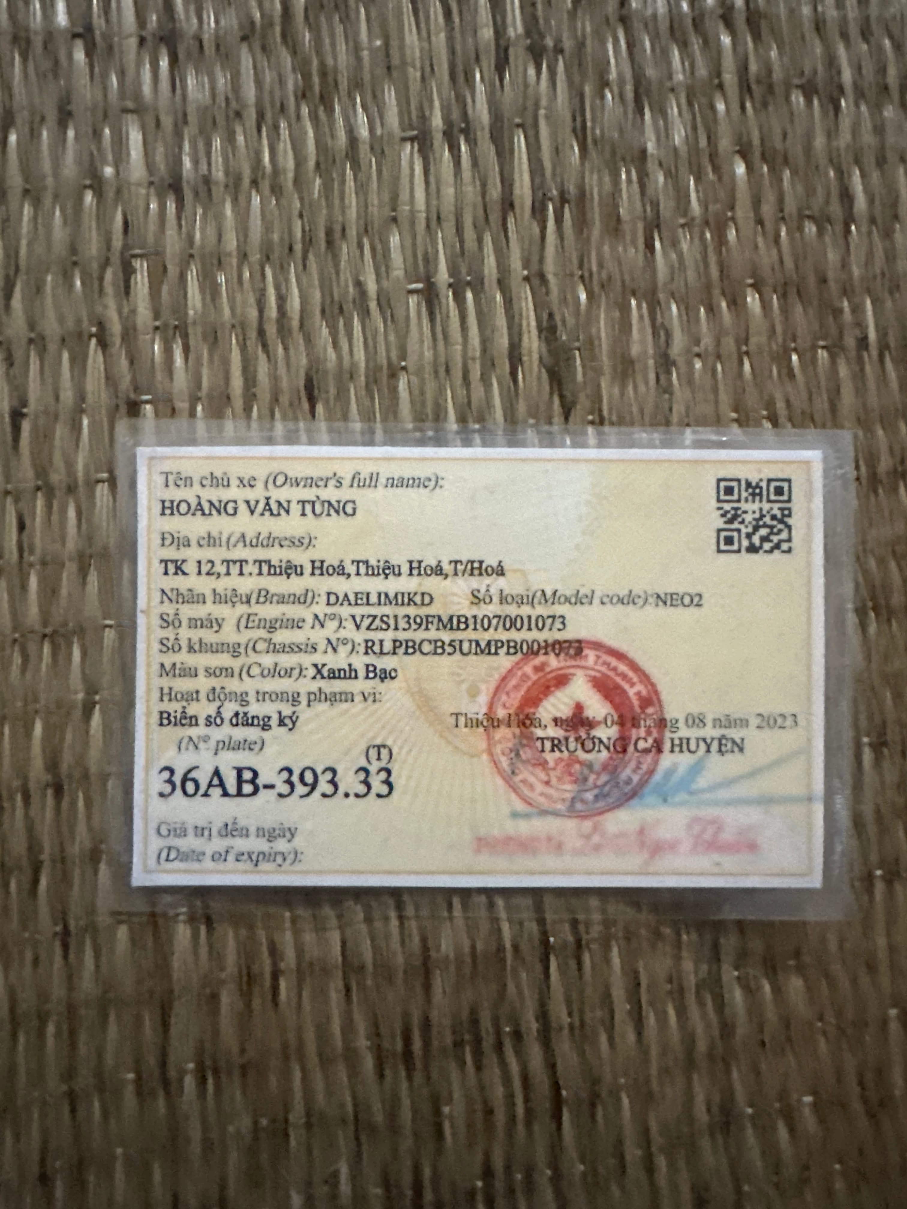 Hoàng Văn Tùng 2008 Bị ăn trộm xe ở Thanh Hoá