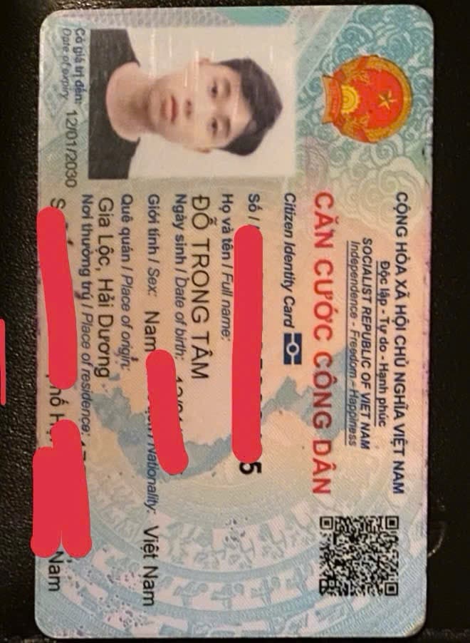 Tìm ví có giấy tờ tên: Đỗ Trọng Tâm