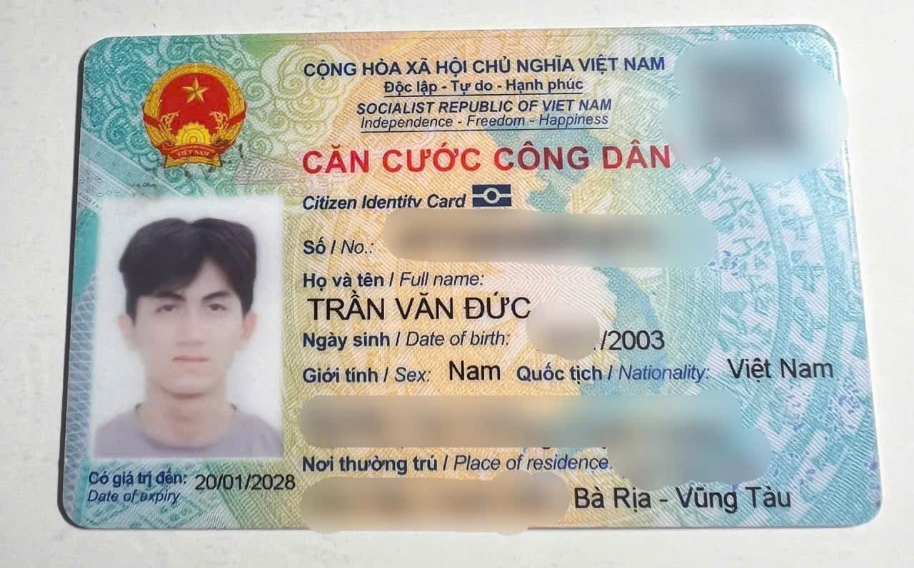 Rơi ví/ giấy tờ tùy thân Trần Văn Đức 2003 rơi ở Thủ Đức