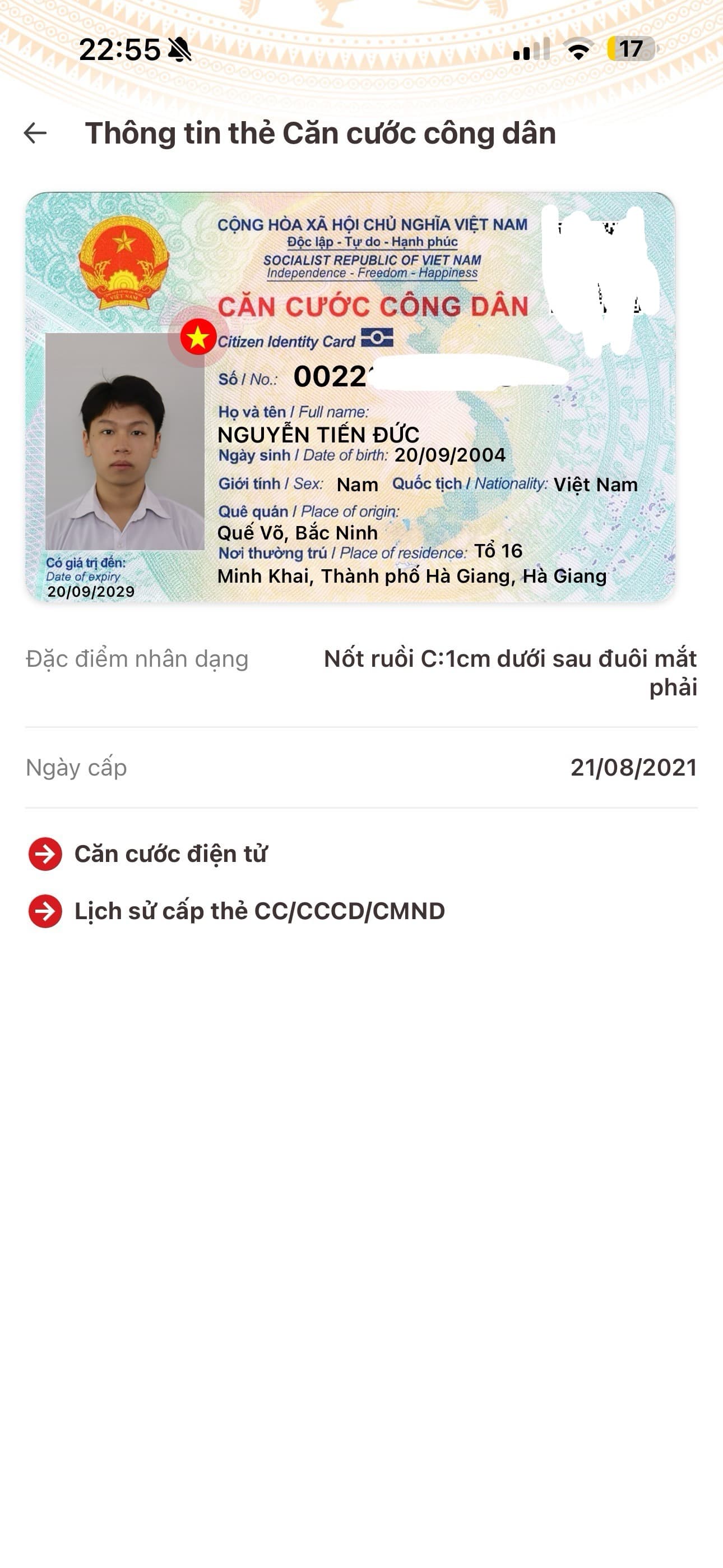 Rơi ví ( có giấy tờ tùy thân Nguyễn Tiến Đức 2004) rơi tại đường Yên Minh xuống Quản Bạ, Hà Giang