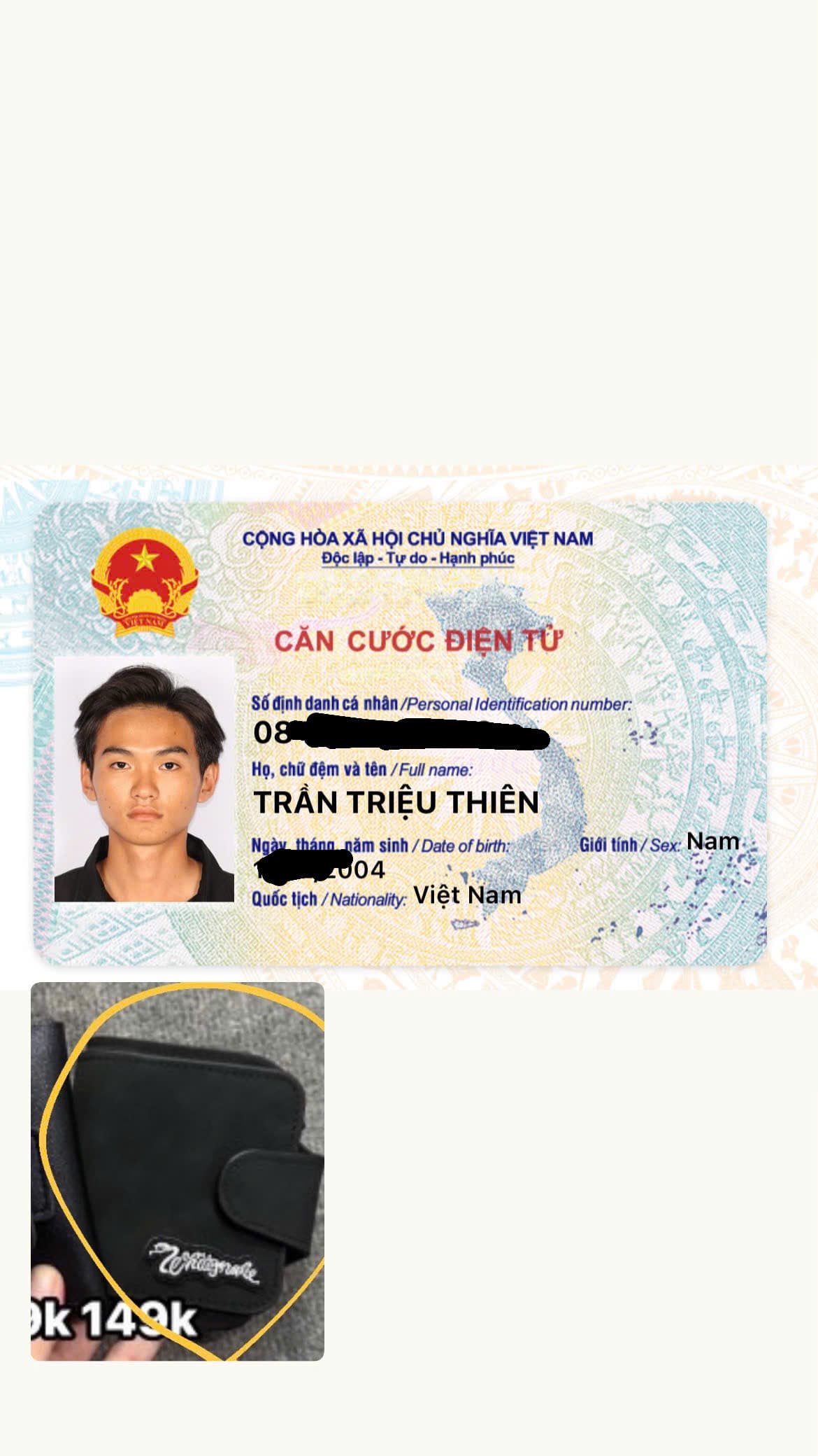 Tìm ví/giấy tờ tùy thân Trần Triệu Thiên 2004 ở Thành Phố Hồ Chí Minh