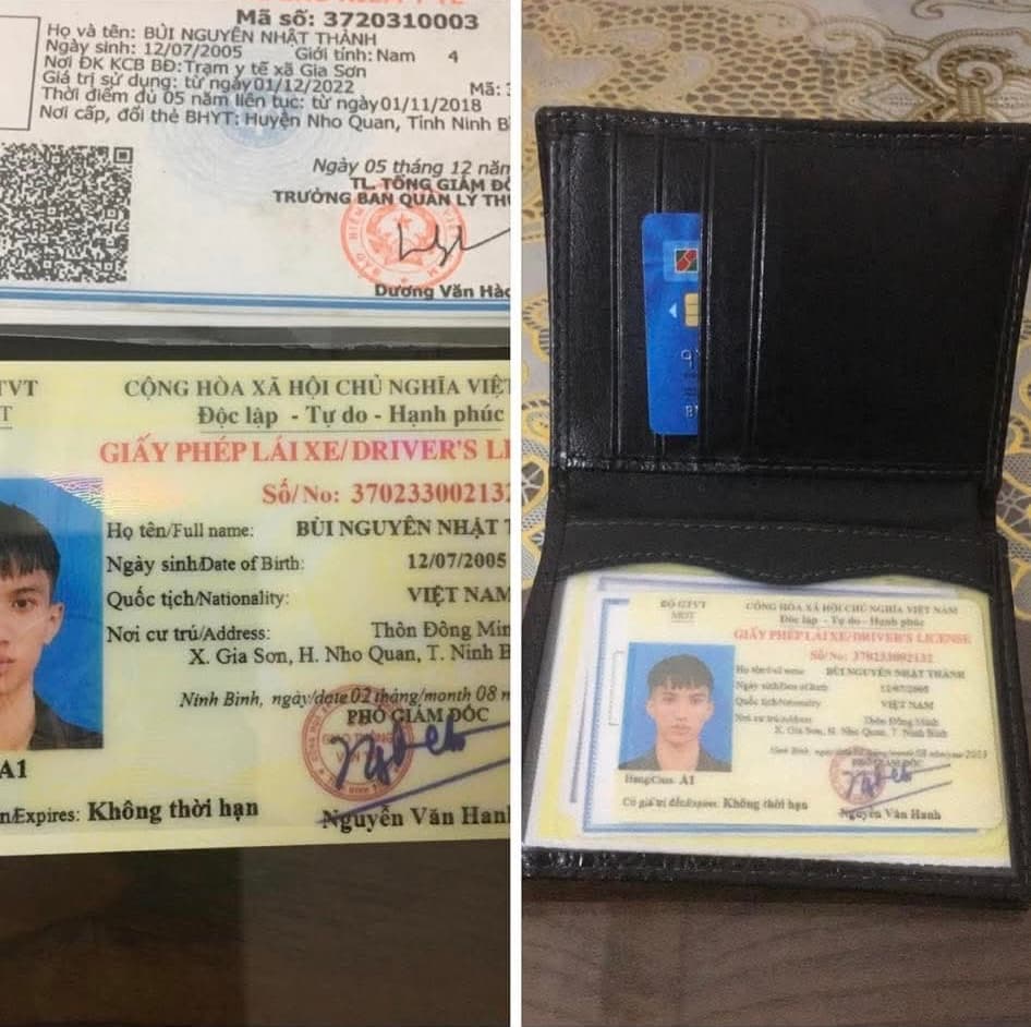 Rơi ví/giấy tờ tuỳ thân Bùi Nguyên Nhật Thành rơi ở Hà Nội