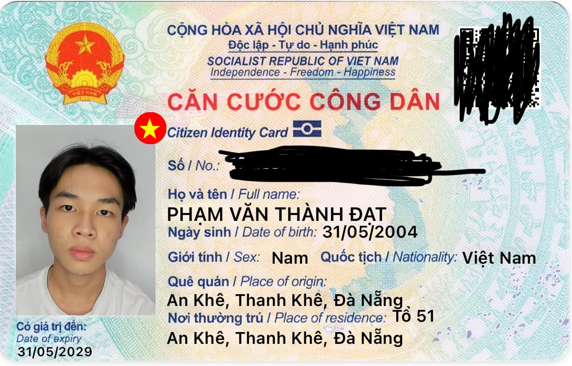 Rơi ví/ giấy tờ tuỳ thân Phạm Văn Thành Đạt 2004 rơi ở Đà Nẵng