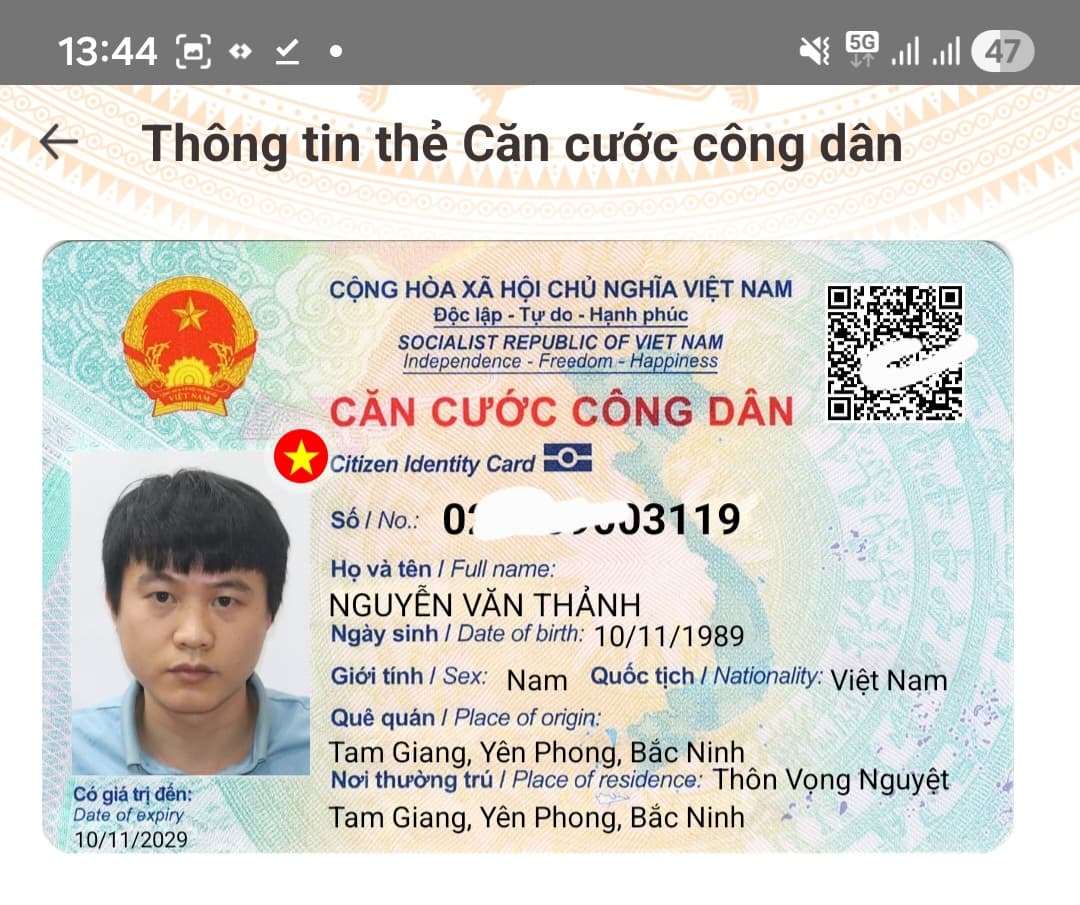 Rơi ví/ giấy tờ tùy thân Nguyễn văn Thảnh 1989 rơi ở Bắc Ninh