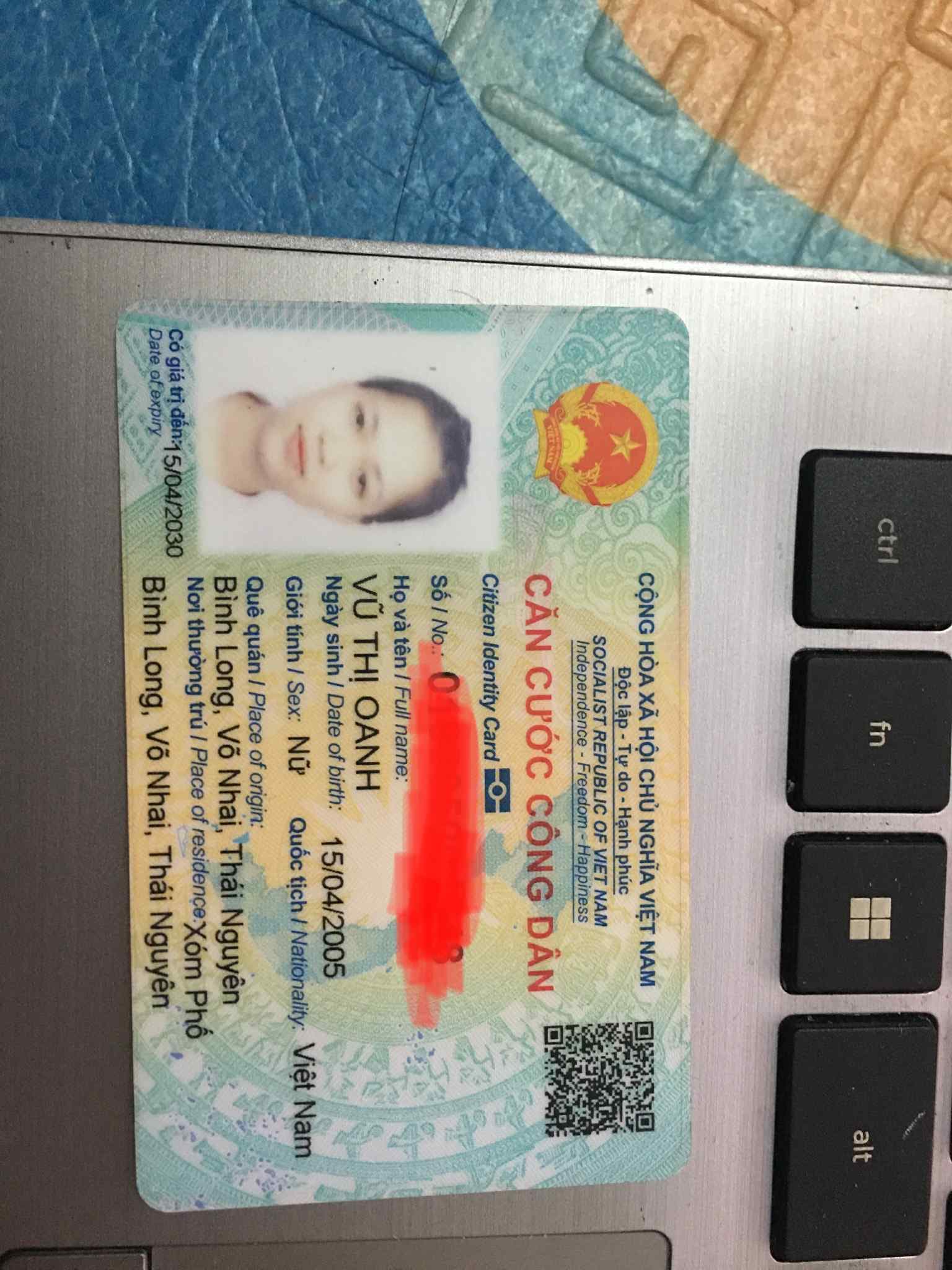 Rơi ví ( giấy tờ tuỳ thân) Vũ Thị Oanh 2005 rơi ở Hà Nội